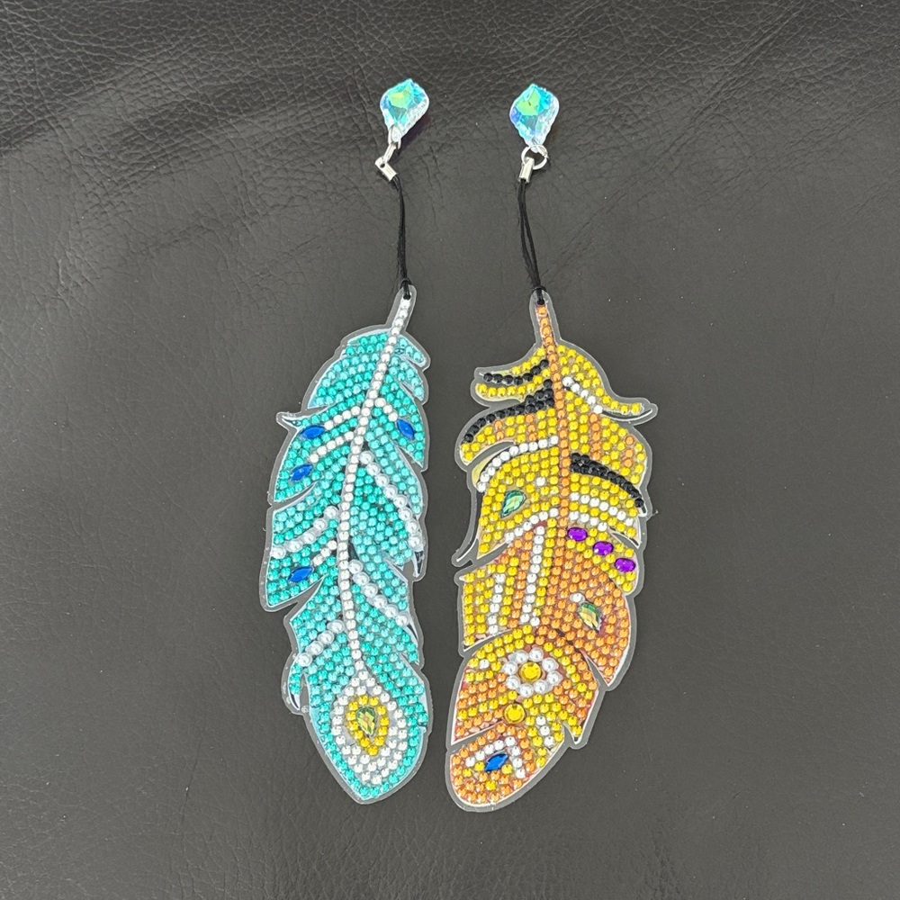 Handcrafted Rhinestone Feather Bookmarks Set of 2 (sealed) - Picture 4 of 4